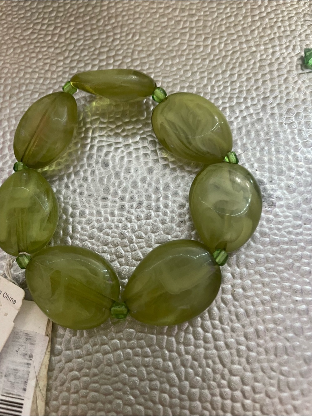 Charter Club Olive Green Marbled Bead Stretch Bracelet